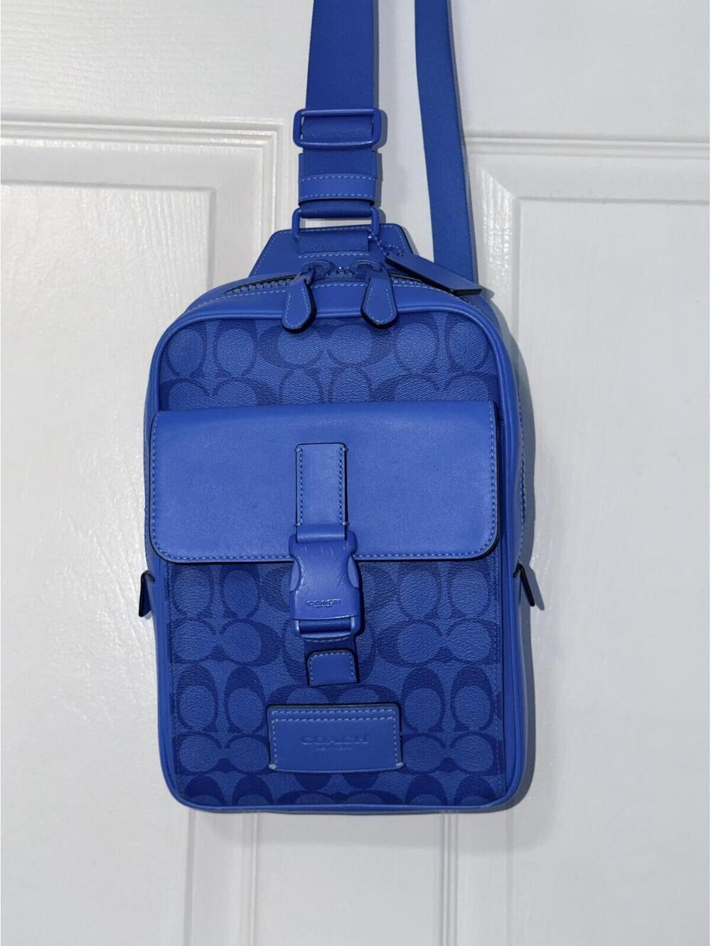 Coach Track Pack In Colorblock Signature Canvas Bright Blue